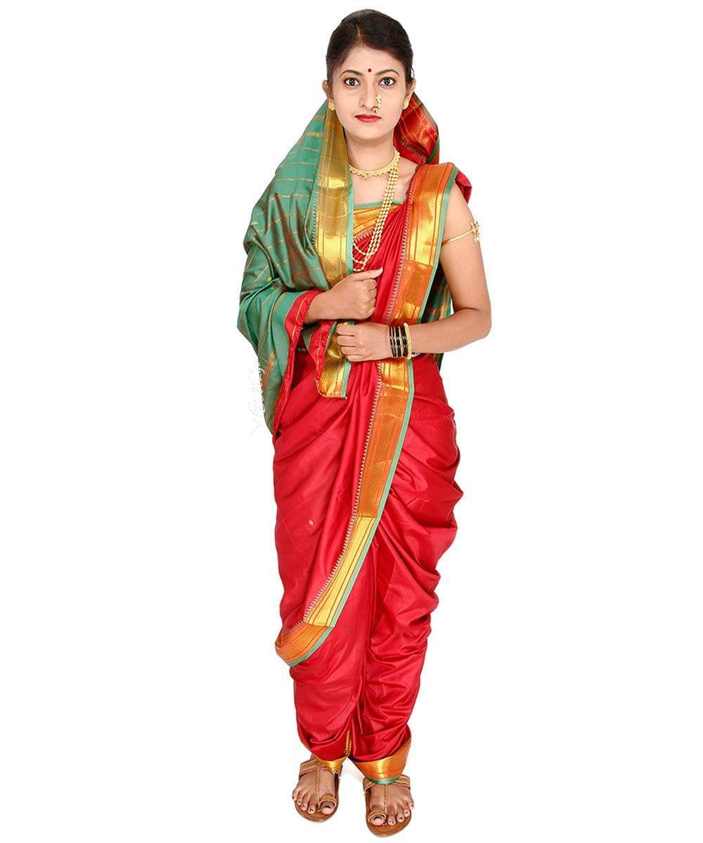 Readymade Silk Maroon Nauvari Saree