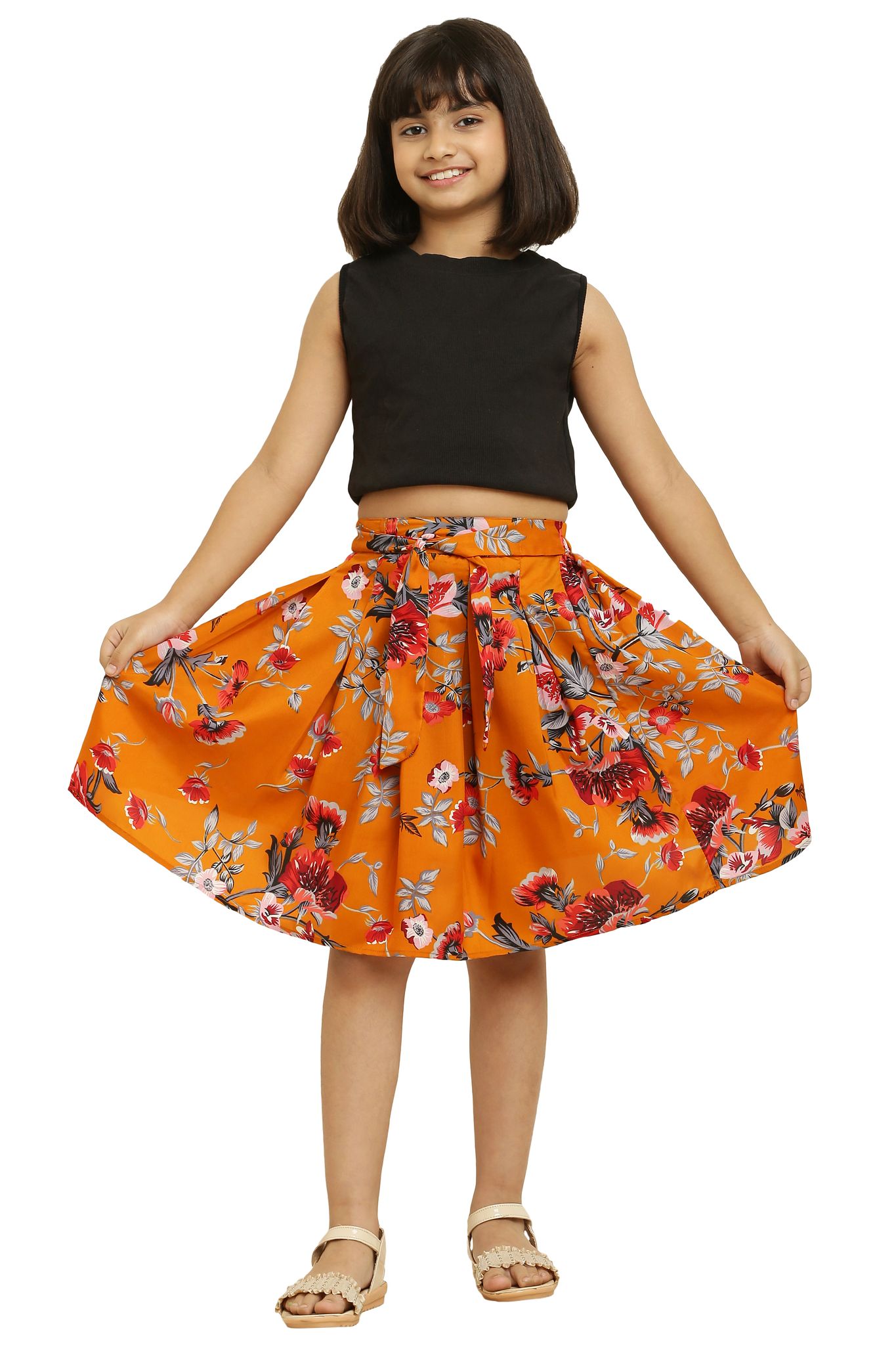 Pretty Fancy Musted Skirts with Ribbon & Elastic For Girls.