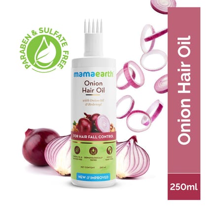 Mamaearth Onion Hair Oil for Hair Fall Control with Onion & Redensyl (250ml)
