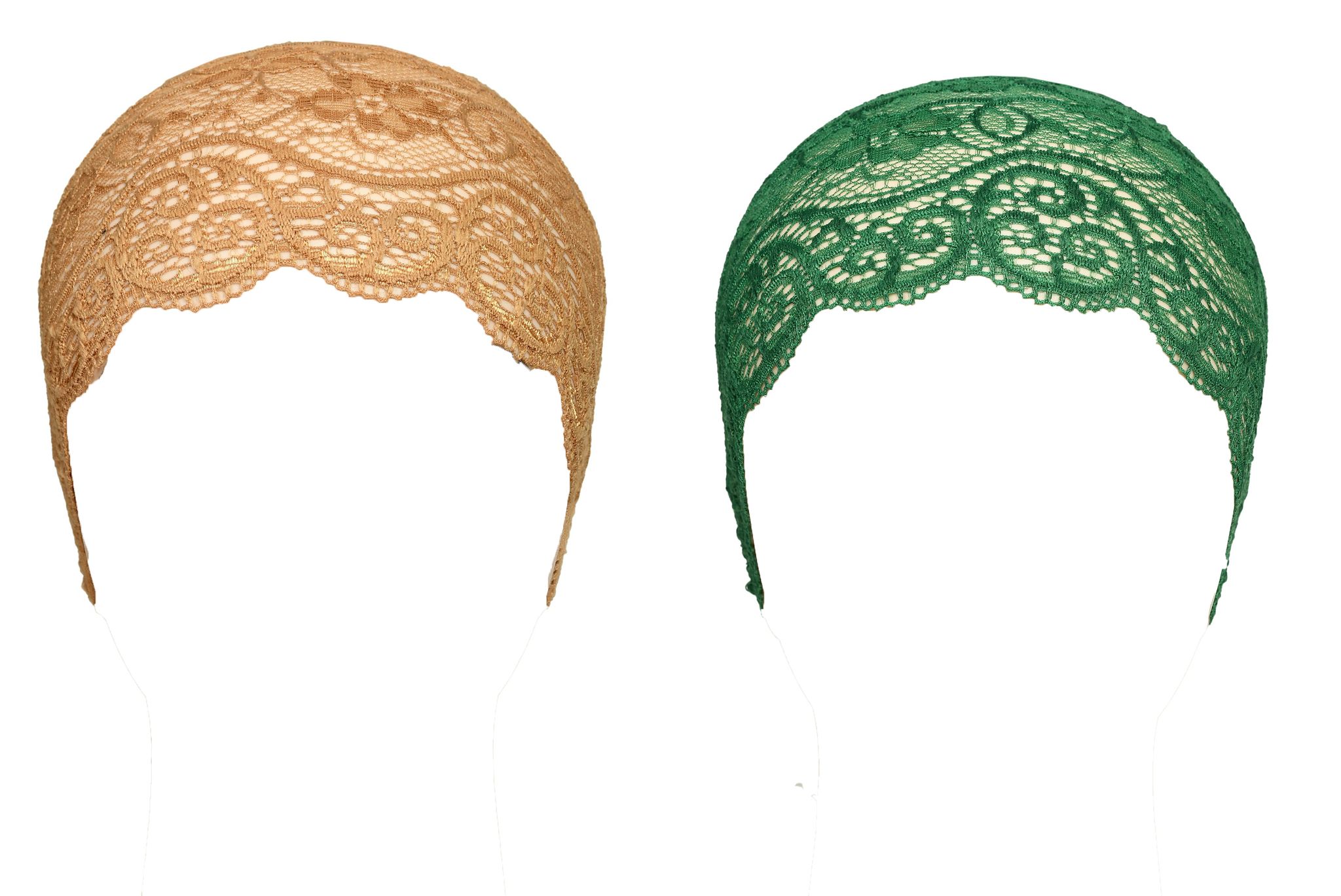 Girls and Womens Hijab Cap Hijab Headband, Under Hijab Scarf Copper Brown and Green Naqab Head Scarf (2 pcs)