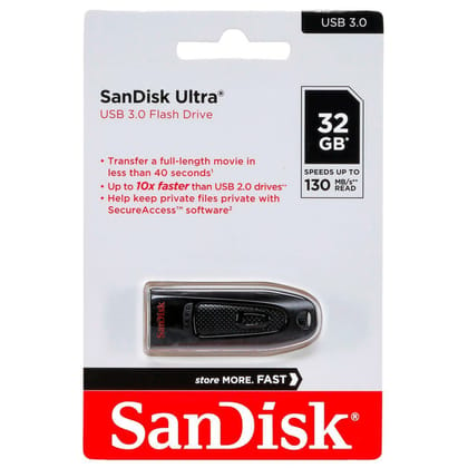 SanDisk SDCZ48-032G Ultra CZ48 32GB USB 3.0 Pen Drive (5yr Warranty from Brand)