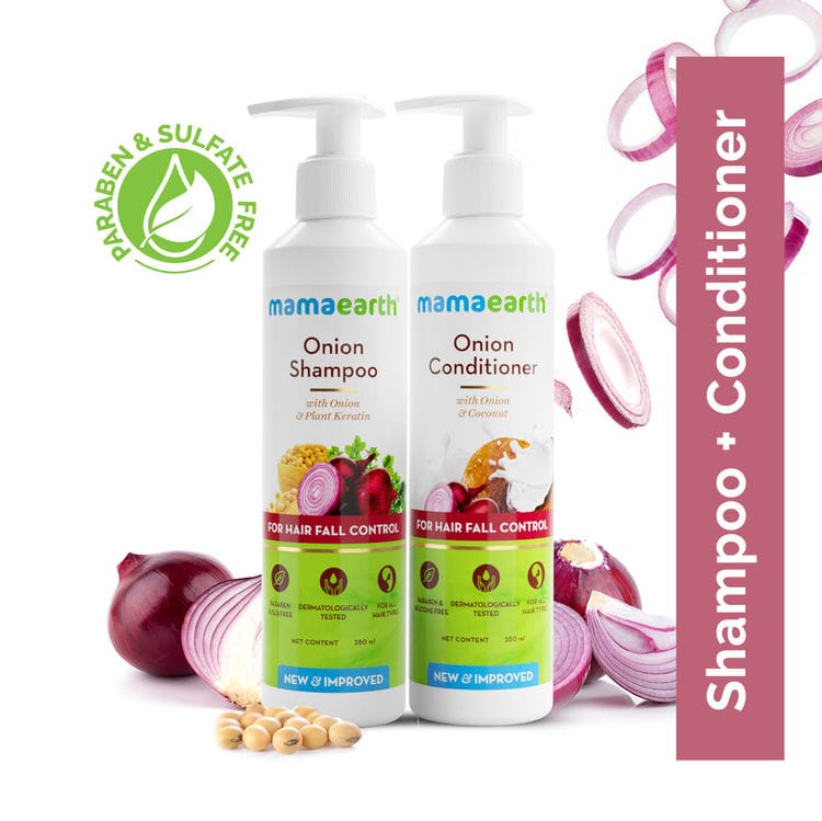 Mamaearth Onion Anti Hair Fall Express Kit with Shampoo (250 ml) + Conditioner(250 ml) for Hair Fall Control Pack of 2