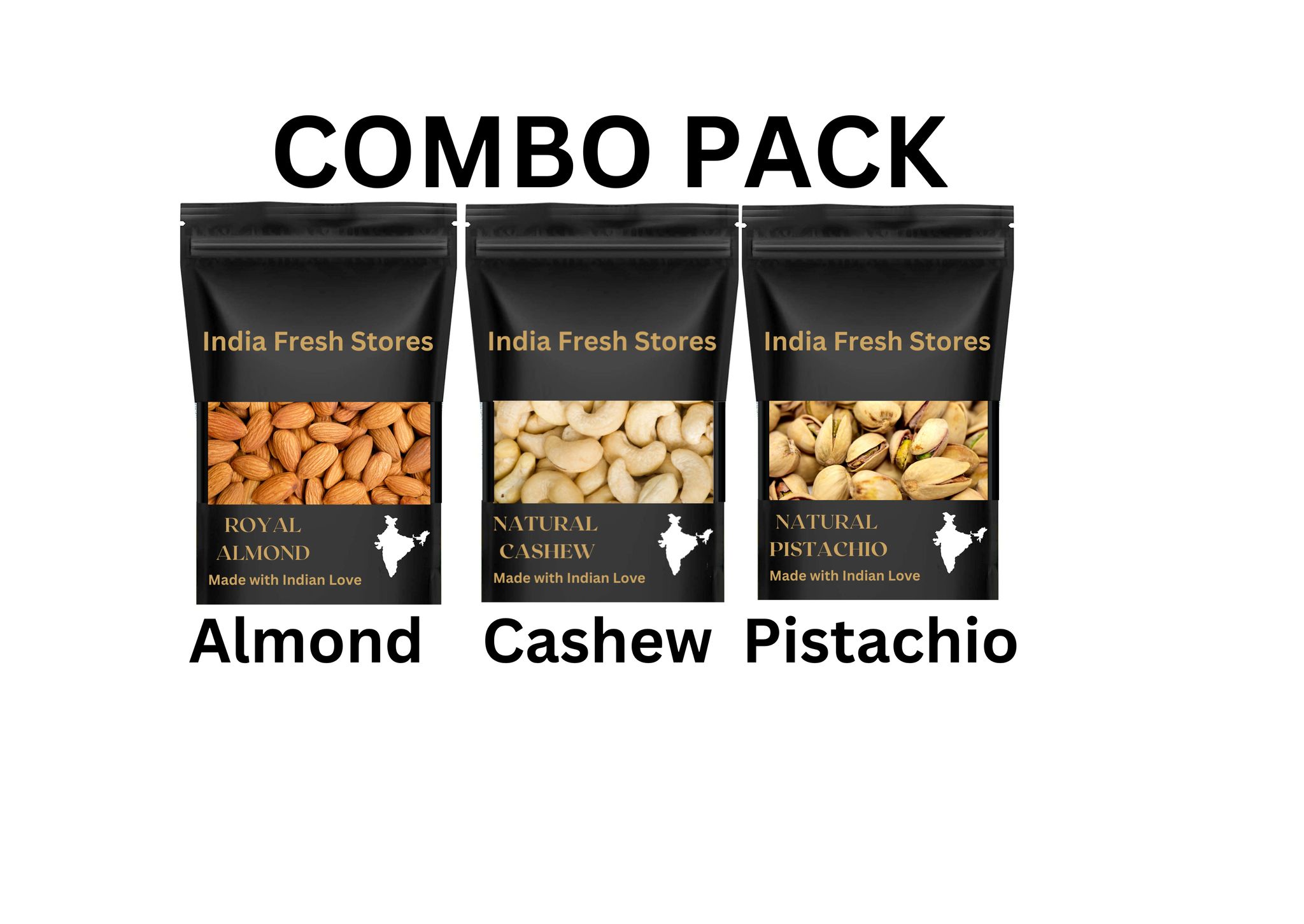 COMBO (ALMOND+CASHEW+PISTA) - 250 GM EACH