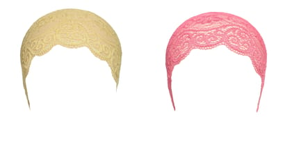 Girls and Womens Hijab Cap Hijab Headband, Under Hijab Scarf Cream and Pink Naqab Head Scarf (2 pcs)