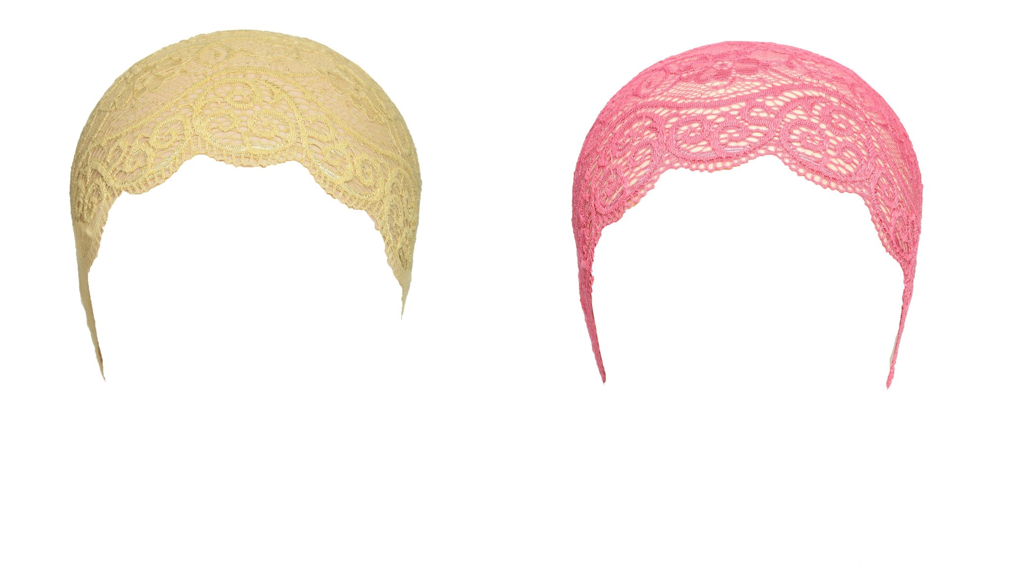 Girls and Womens Hijab Cap Hijab Headband, Under Hijab Scarf Cream and Pink Naqab Head Scarf (2 pcs)