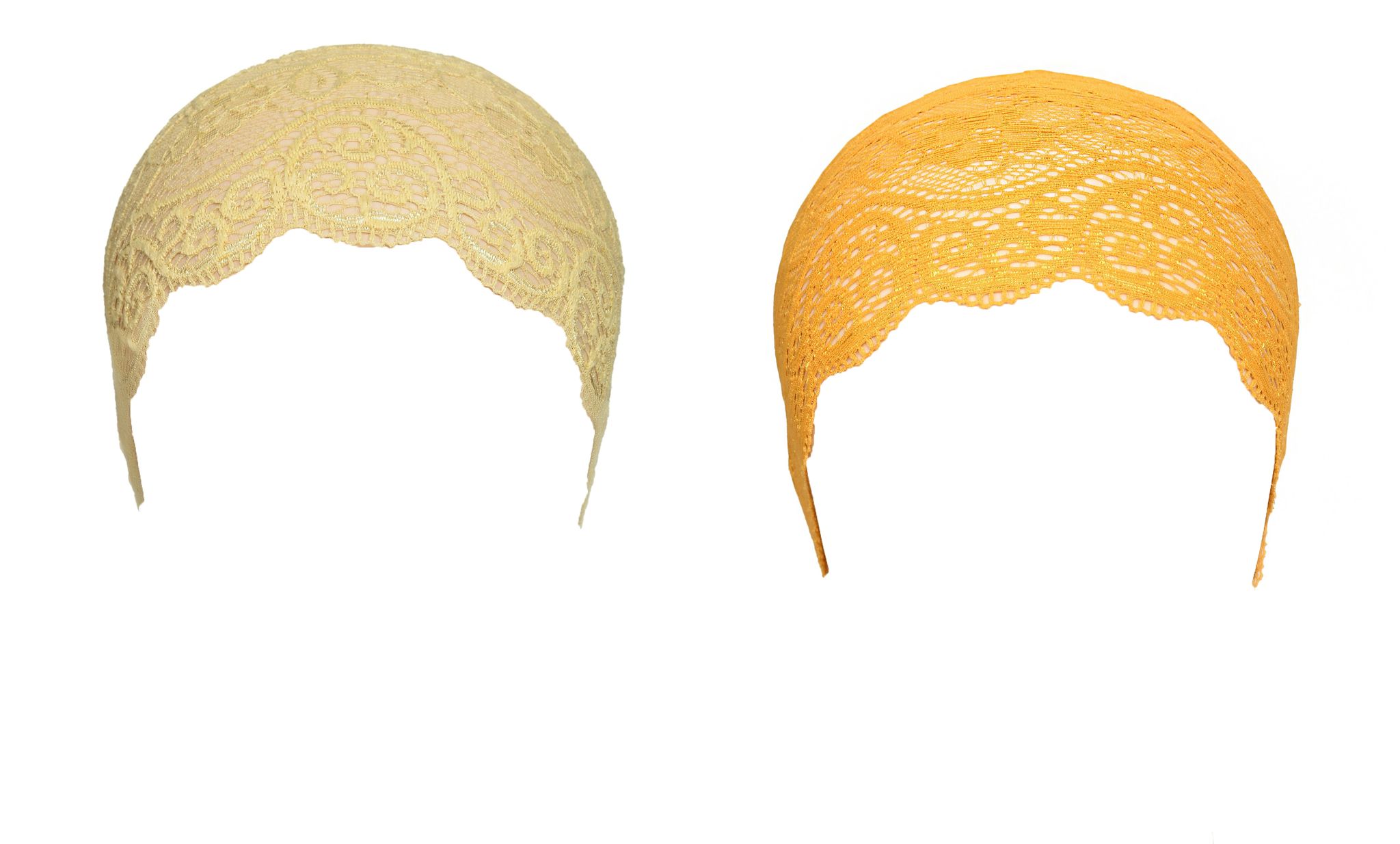 Girls and Womens Hijab Cap Hijab Headband, Under Hijab Scarf Cream and Yellow Naqab Head Scarf (2 pcs)