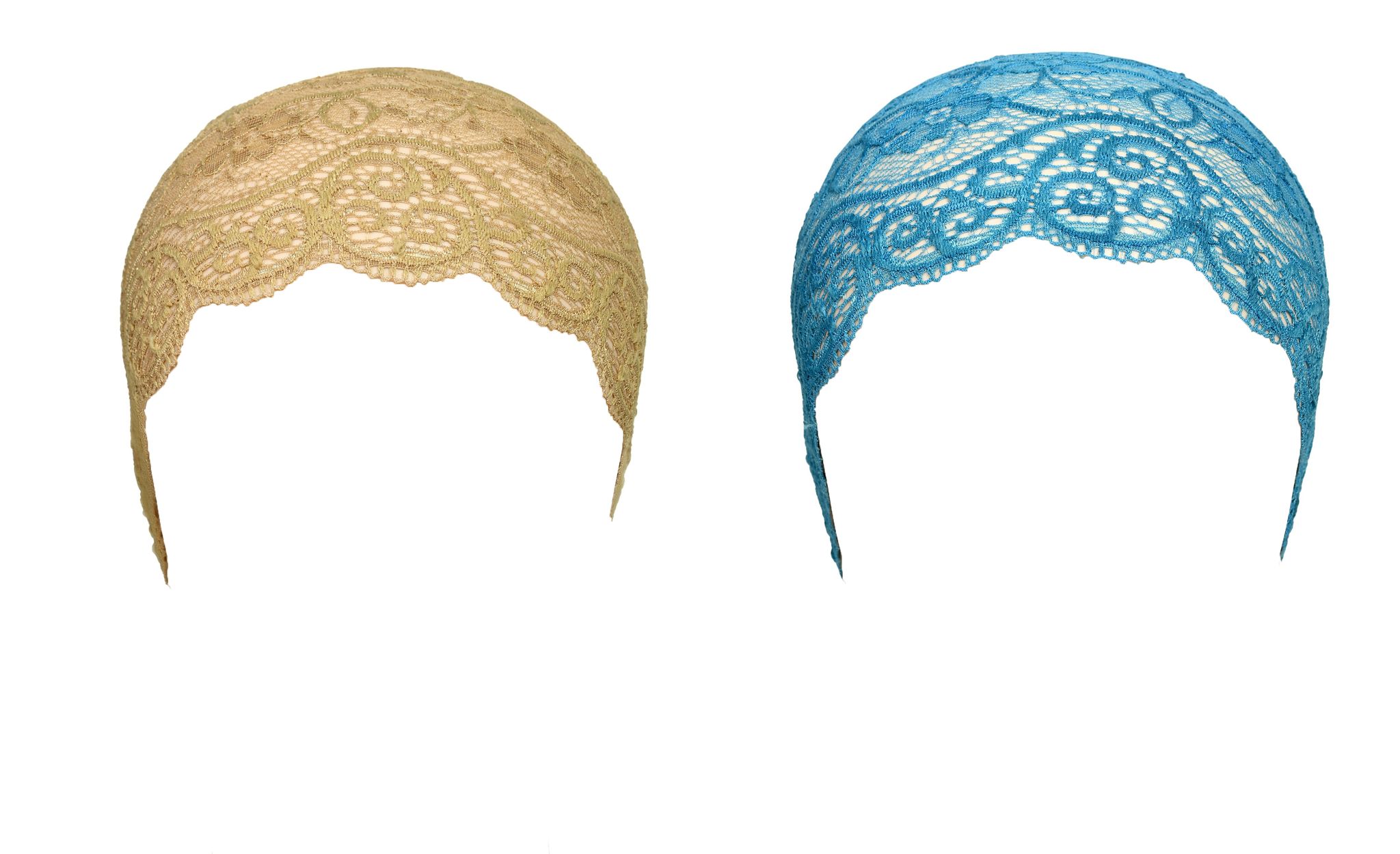 Girls and Womens Hijab Cap Hijab Headband, Under Hijab Scarf Dark Beige & Light Blue Naqab Head Scarf (2 pcs)