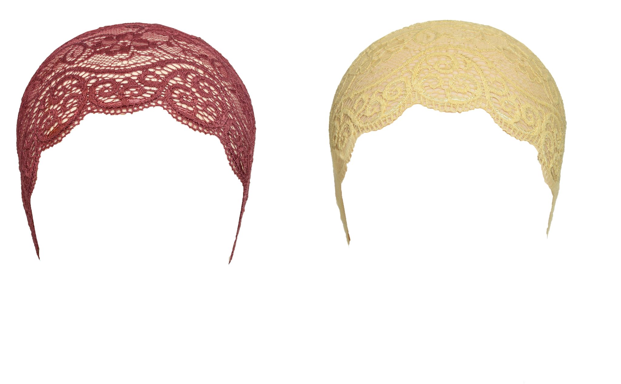 Girls and Womens Hijab Cap Hijab Headband, Under Hijab Scarf Dark Maroon and Cream Naqab Head Scarf (2 pcs)