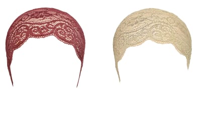 Girls and Womens Hijab Cap Hijab Headband, Under Hijab Scarf Dark Maroon and Light Beige Naqab Head Scarf (2 pcs)