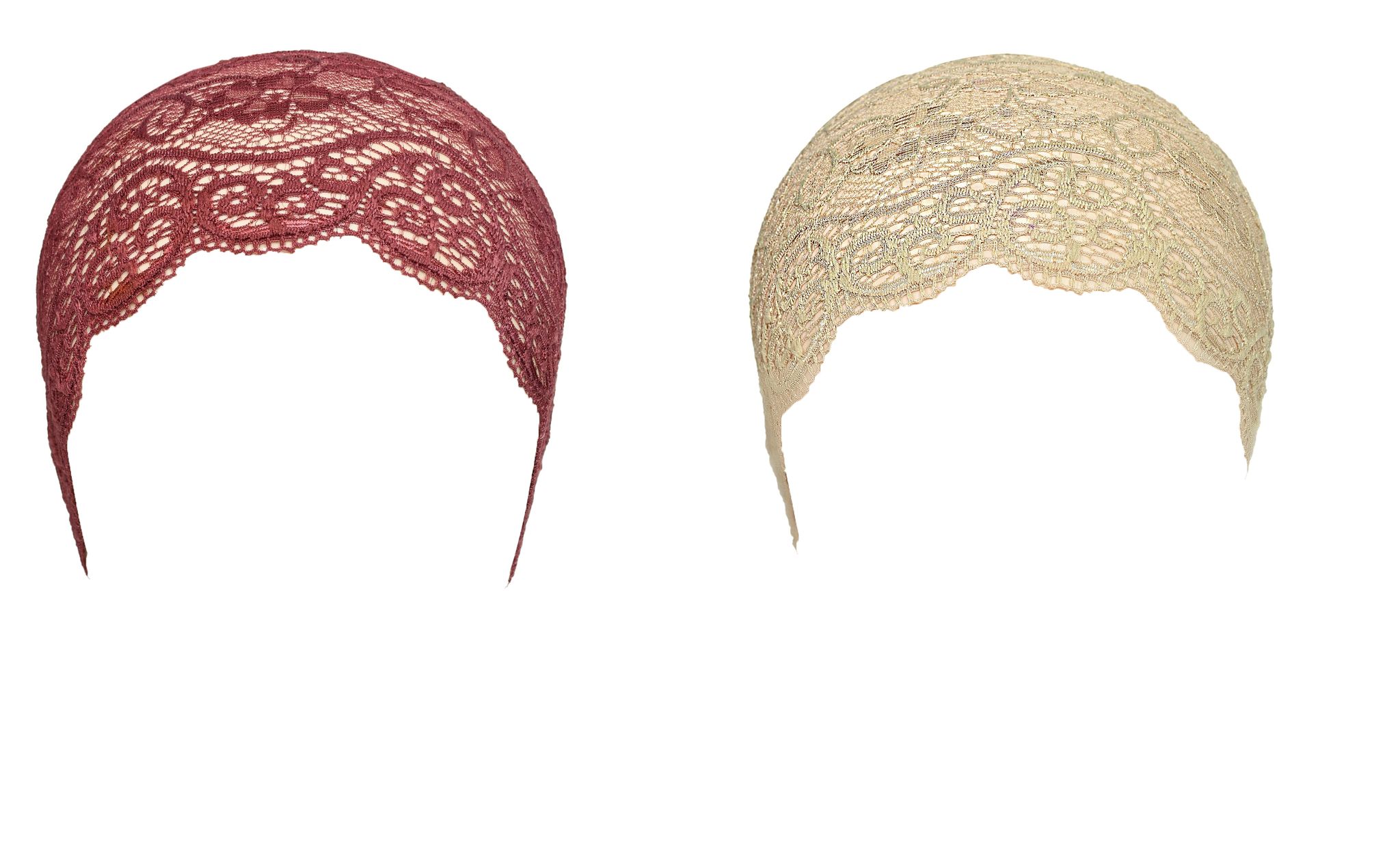 Girls and Womens Hijab Cap Hijab Headband, Under Hijab Scarf Dark Maroon and Light Beige Naqab Head Scarf (2 pcs)