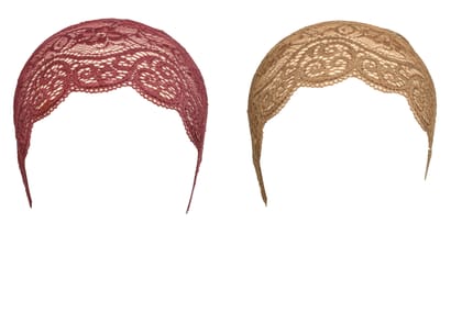 Girls and Womens Hijab Cap Hijab Headband, Under Hijab Scarf Dark Maroon and Light Brown Naqab Head Scarf (2 pcs)