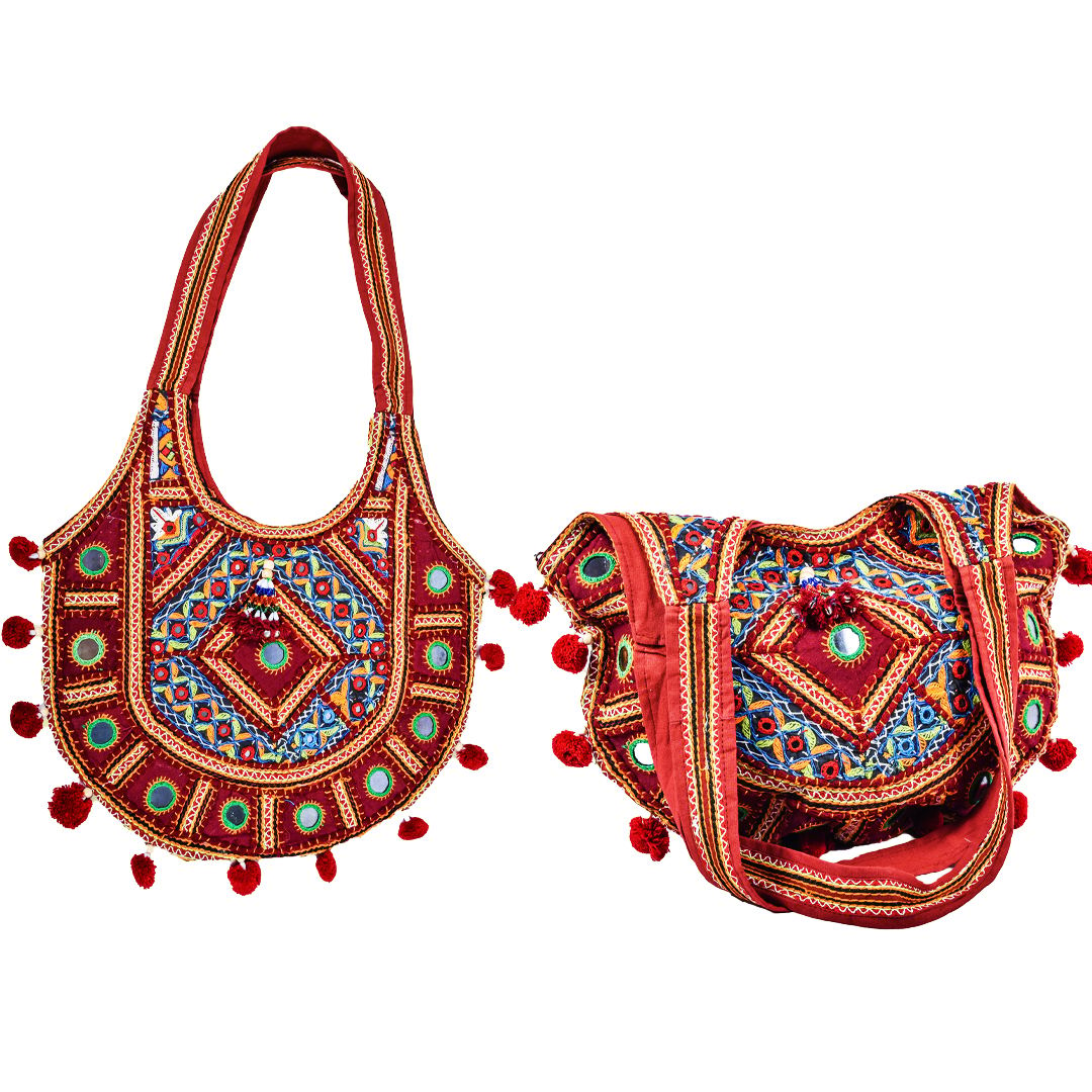 Hand Embroidery Bag Red Colour  Jari Work Bag Multi-Color,