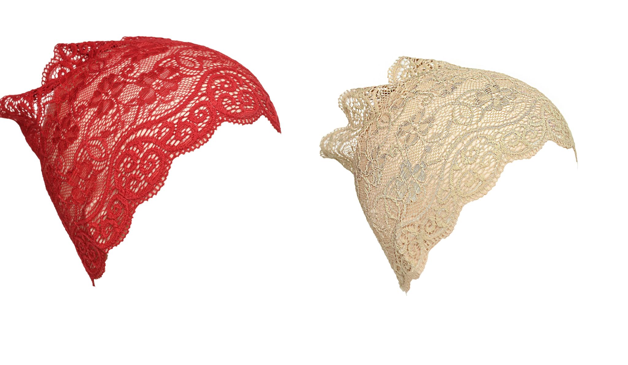 Girls and Womens Hijab Cap Hijab Headband, Under Hijab Scarf Dark Red and Light Beige Naqab Head Scarf (2 pcs)