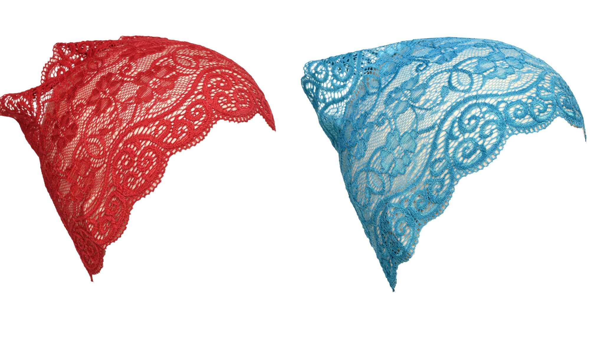 Girls and Womens Hijab Cap Hijab Headband, Under Hijab Scarf Dark Red and Light Blue Naqab Head Scarf (2 pcs)