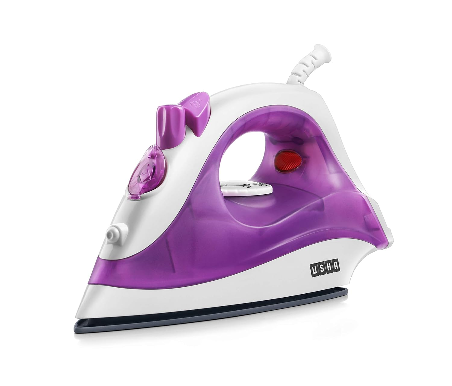 USHA SI 3813C Steam Iron 1300 W with Easy-Glide Durable Ceramic Soleplate, Powerful Steam Output, 180 mL Water Tank (Purple)