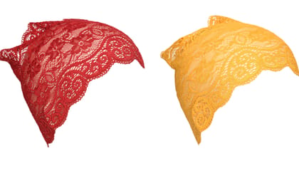 Girls and Womens Hijab Cap Hijab Headband, Under Hijab Scarf Dark Red and Yellow Naqab Head Scarf (2 pcs)