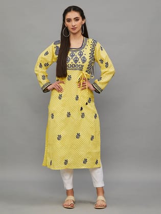 Ethnava Hand Embroidered Cotton Chikankari Kurta-2454