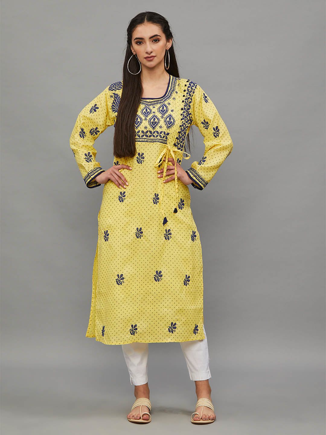 Ethnava Hand Embroidered Cotton Chikankari Kurta-2454