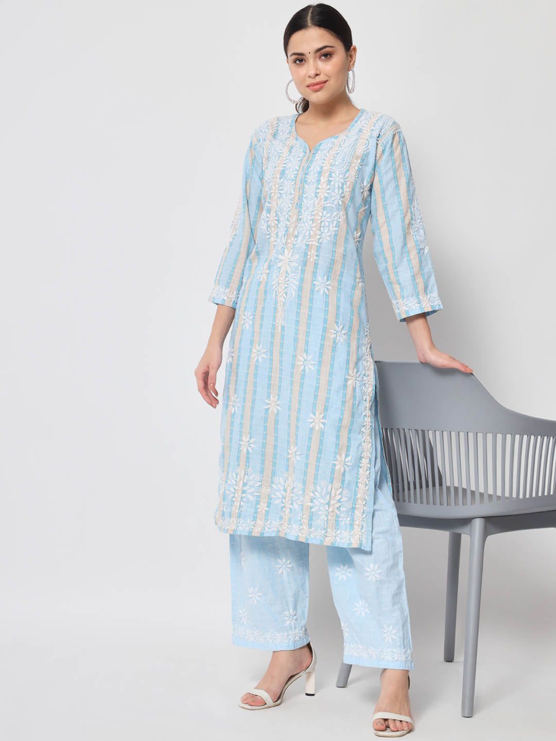 Chikankari Cotton Kurta and Palazzo Set-2521