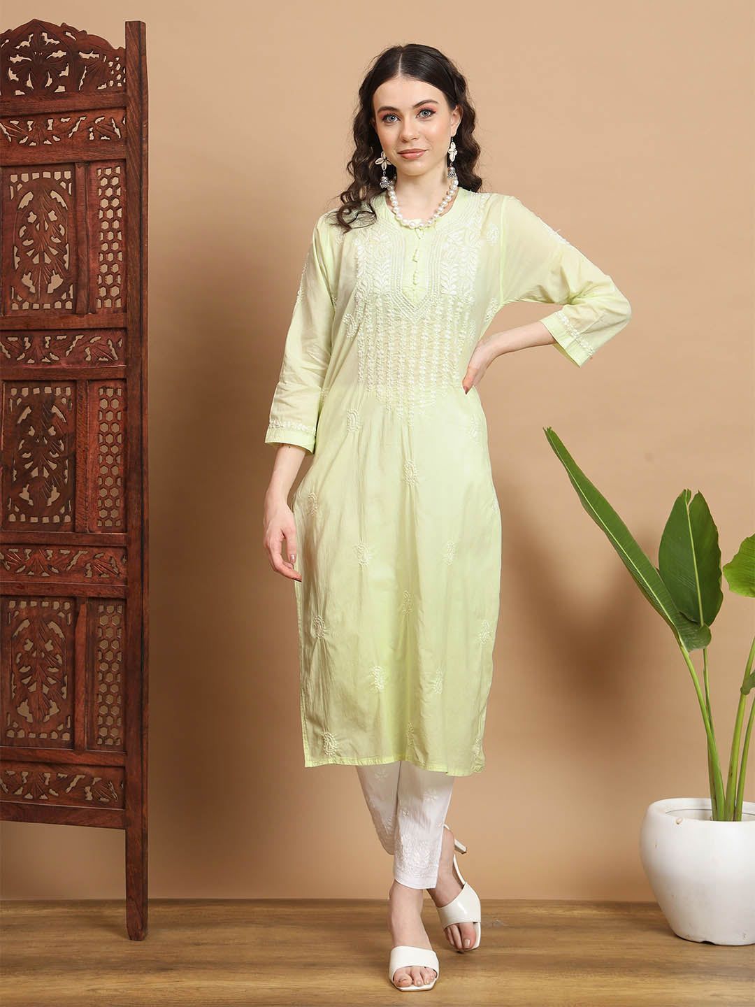 Ombre Shade Chikankari Kurta and Pant set-2445-111B