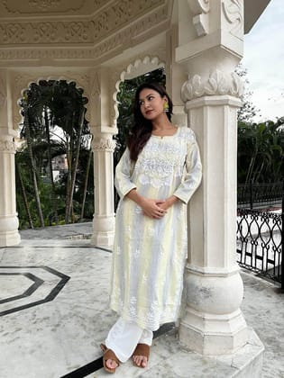 Hand Embroidered Cotton Straight Kurta-2527