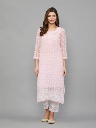 Hand Embroidered Georgette Kurta with Slip-2398