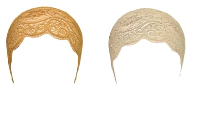 Girls and Womens Hijab Cap Hijab Headband, Under Hijab Scarf Golden and Light Beige Naqab Head Scarf (2 pcs)