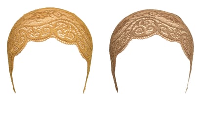 Girls and Womens Hijab Cap Hijab Headband, Under Hijab Scarf Golden and Light Brown Naqab Head Scarf (2 pcs)