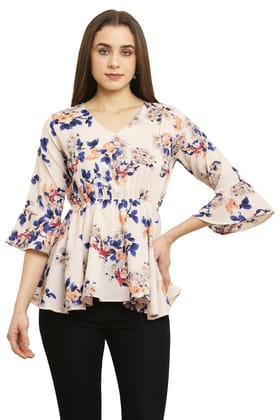 Tripti Enterprises Women's & Girls Soft Crepe V Neck Floral Print Top