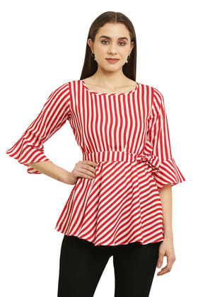 Tripti Enterprises Women's & Girls Soft Crepe Round Neck Line Print Top