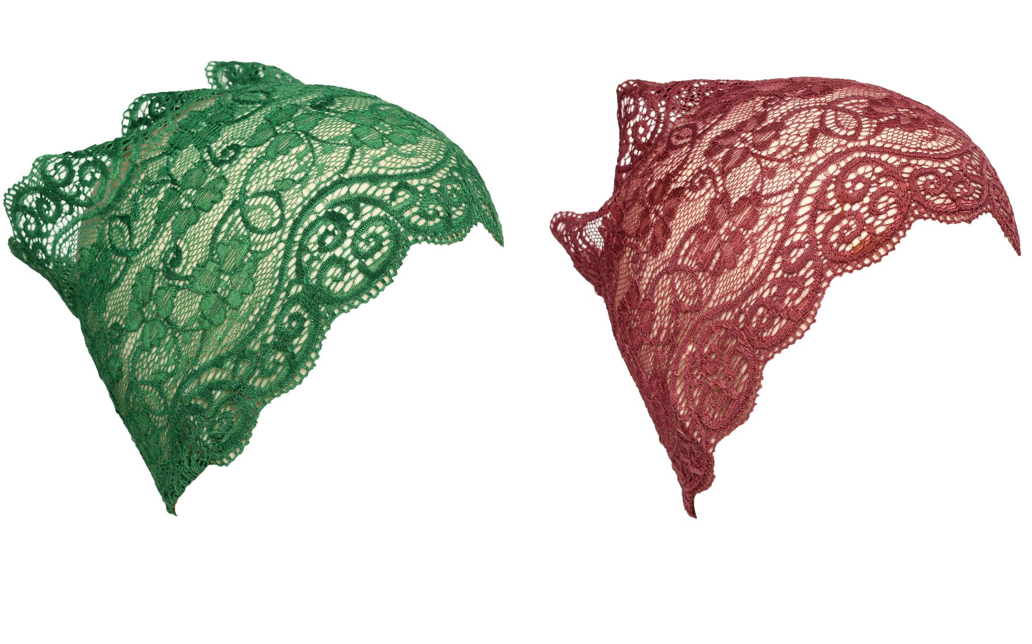 Girls and Womens Hijab Cap Hijab Headband, Under Hijab Scarf Green and Dark Maroon Naqab Head Scarf (2 pcs)