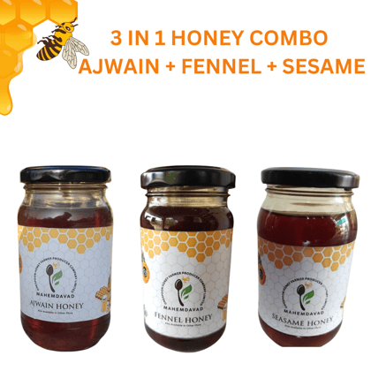 3 in 1 HONEY COMBO - AJWAIN + FENNEL + SESAME HONEY | 500 GRAM EACH