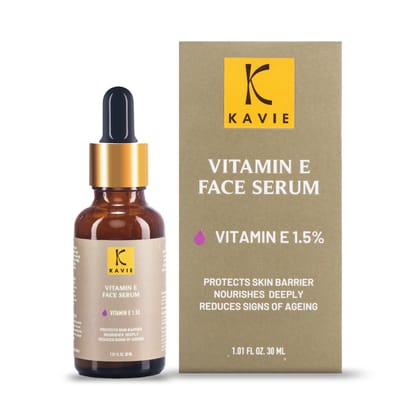 KAVIE Pure Vitamin E Serum 1.5% with Green Tea, Olive, Coffee, and Gotu Kola Extracts - Natural Antioxidant Formula for Skin Brightening and Youthful Glow | Anti-Ageing