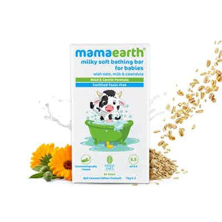 Mamaearth Milky Soft Bathing Bar For Babies With Oats, Milk & Calendula (75gm Each)