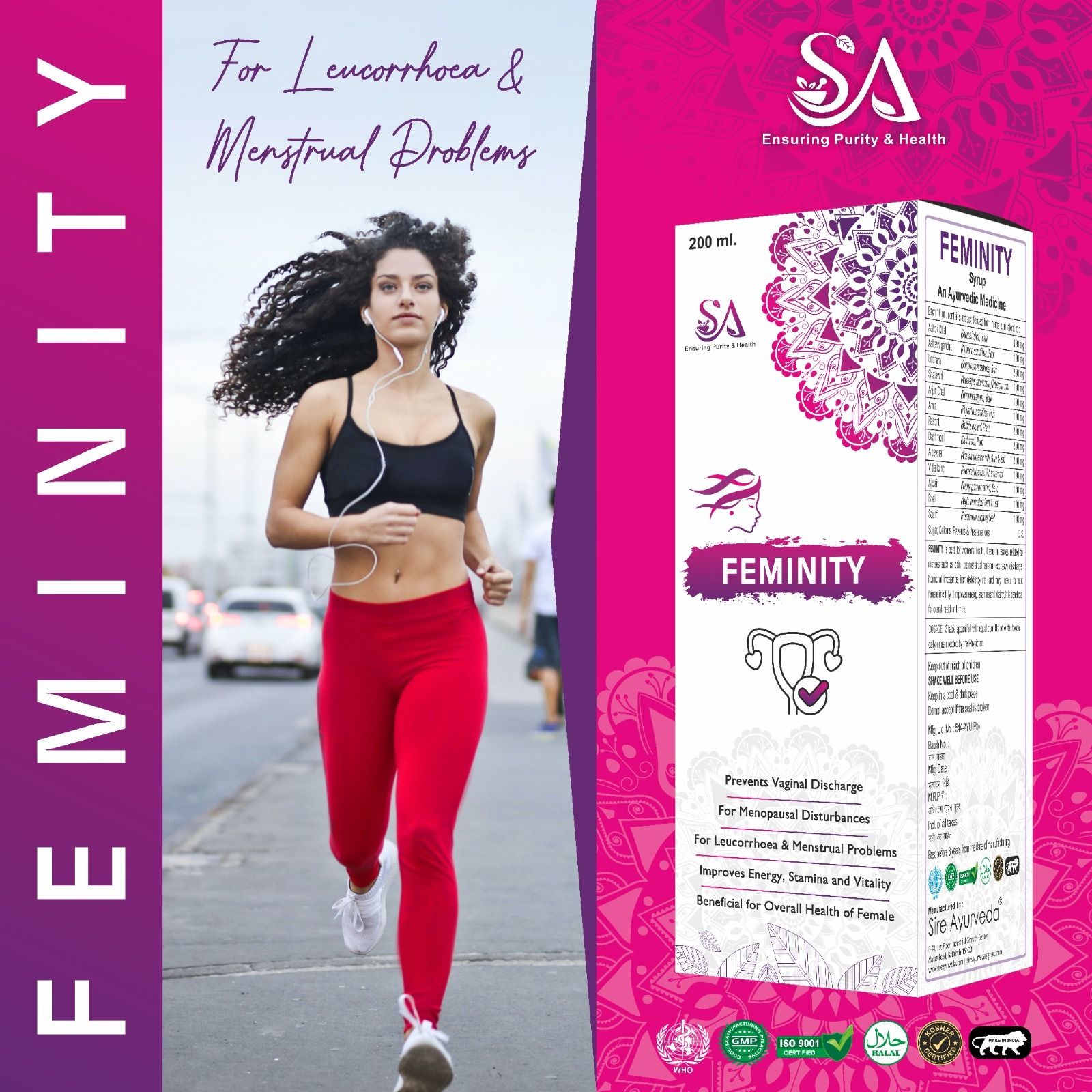 FEMINITY( Women ayurvedic herbs, Shatavari, Ashwagandha, Ashoka, Lodhra, Babool)