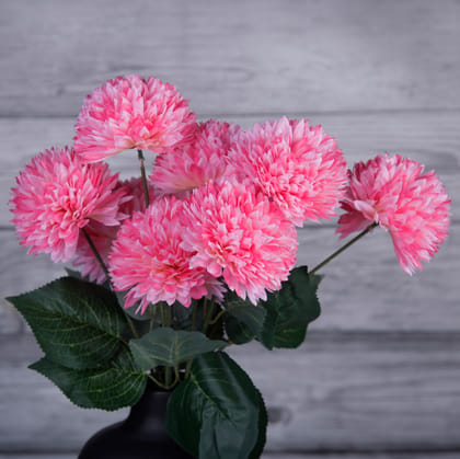 OVG Chrysanthemum Ball, Godavari Flower (Bunch of 9 Pcs) Artificial Flowers 60cm Fabric and Plastic (Without Vase) Hydrangea Flower Stick for Home Decor, Decoration Items (Pink) (Pink)