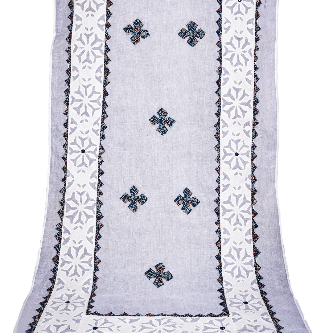 Applique Dupatta White