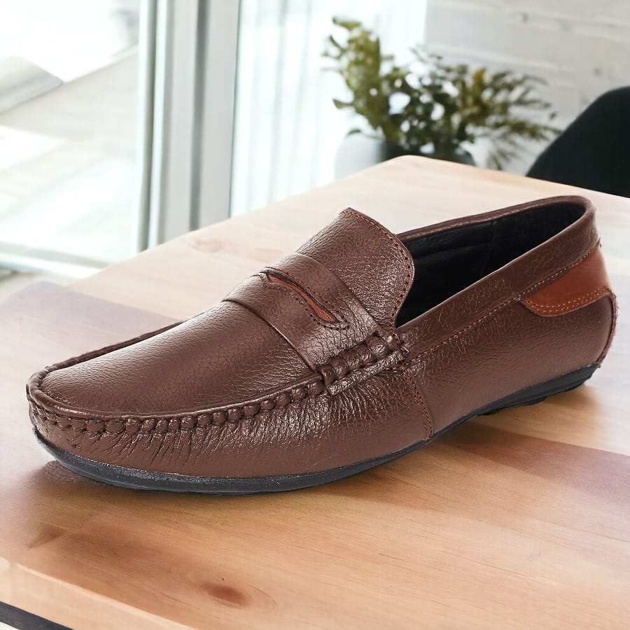 SeeandWear Pure Leather Brown Loafers for Men