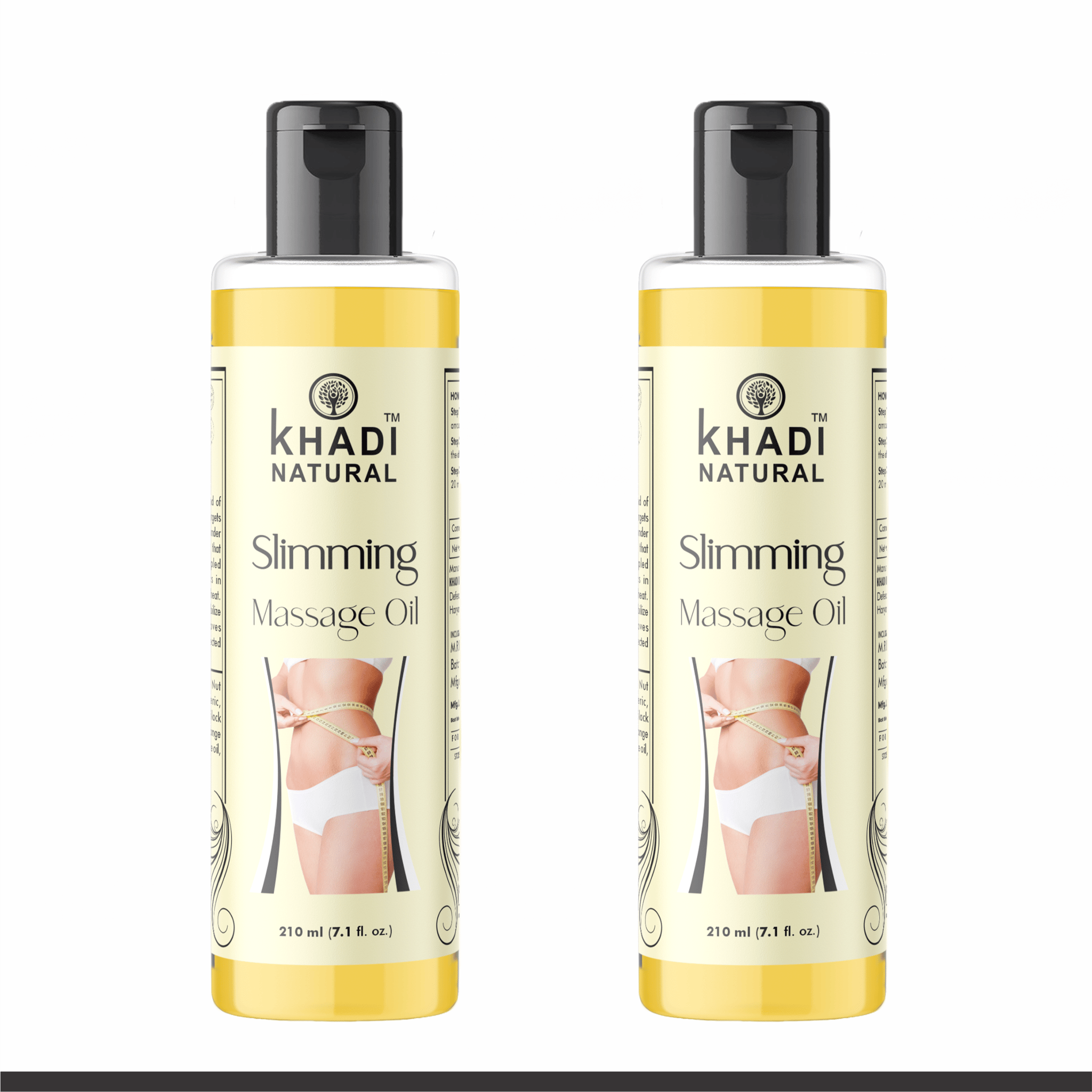 Khadi Natural Weight Loss Slimming Massage Oil - Natural Body Toning and Fat Reduction 210ML Pack 2