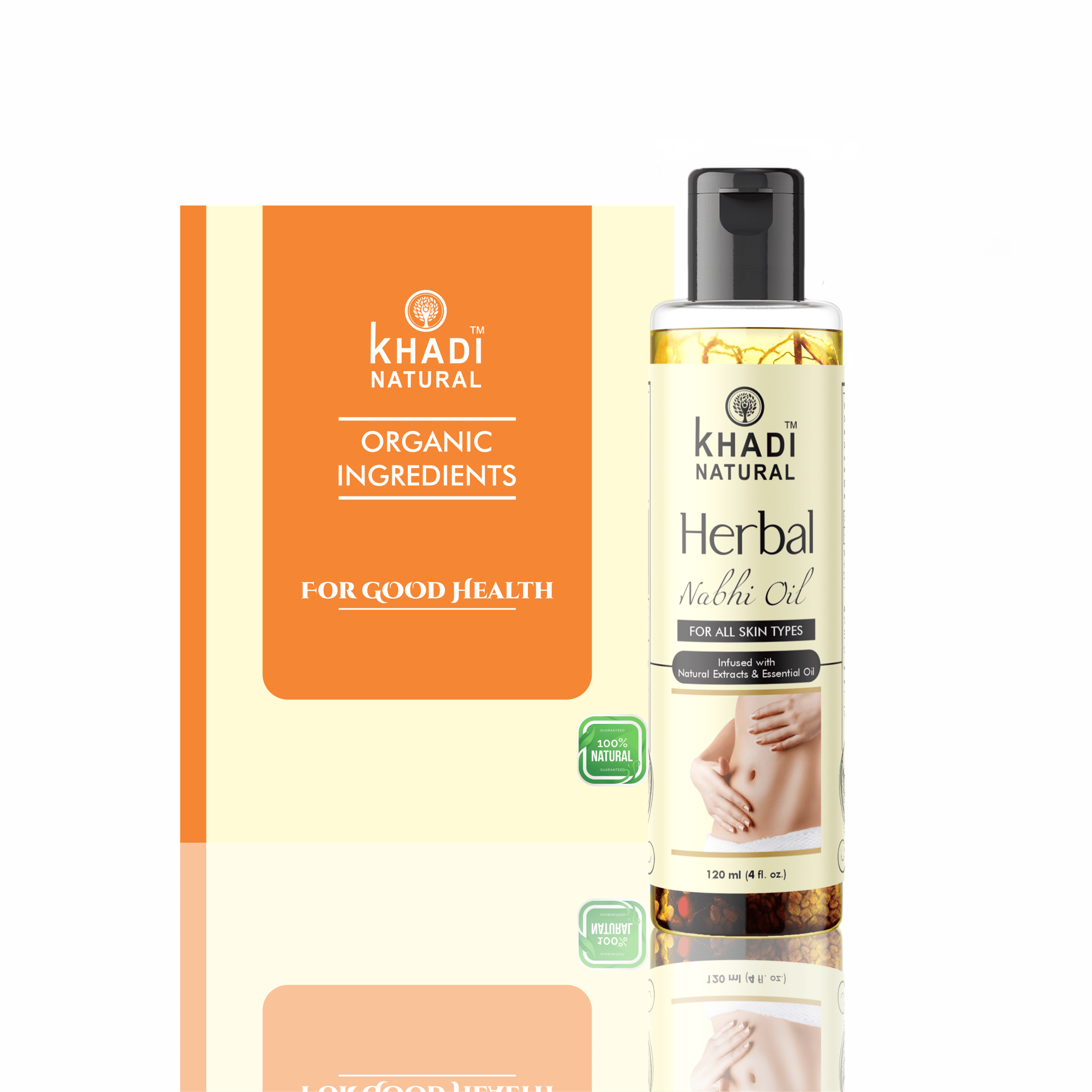 Khadi Natural Nabhi - Oil | 5000 Year Old Kshir Pak Vidhi, Bhringraj & 17 Rare Herbs With 5 Nourishing Oils | No Mineral Oil | 120 ML