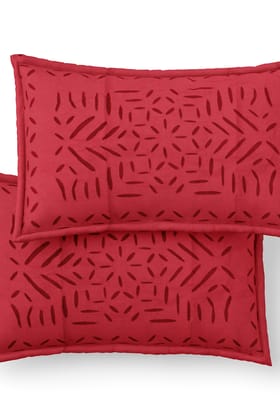 Garvi Gurjari (A Gujarat Govt Enterprise) Red Handmade Applique Work Cotton Bed Cover Set With Pillow Covers