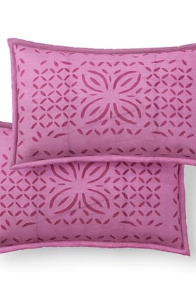 Garvi Gurjari (A Gujarat Govt Enterprise) Pink Handmade Applique Work Cotton Bed Cover Set With Pillow Covers