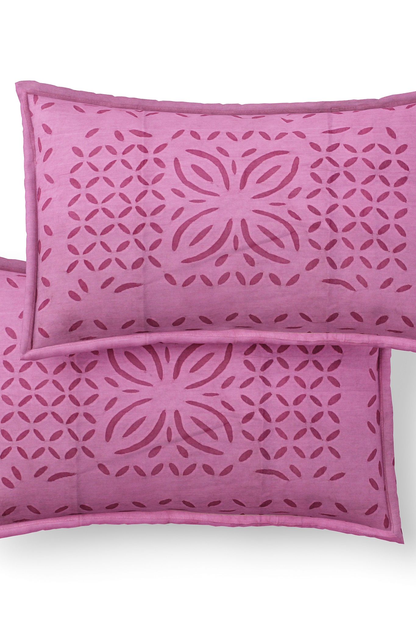 Garvi Gurjari (A Gujarat Govt Enterprise) Pink Handmade Applique Work Cotton Bed Cover Set With Pillow Covers