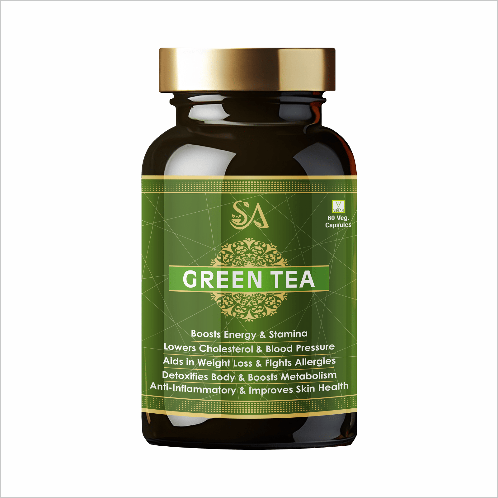 GREEN TEA(Metabolism Boost, Weight Loss Aid, Lowers cholesterol & blood pressure and Skin Health in a Bottle (60 Capsules)