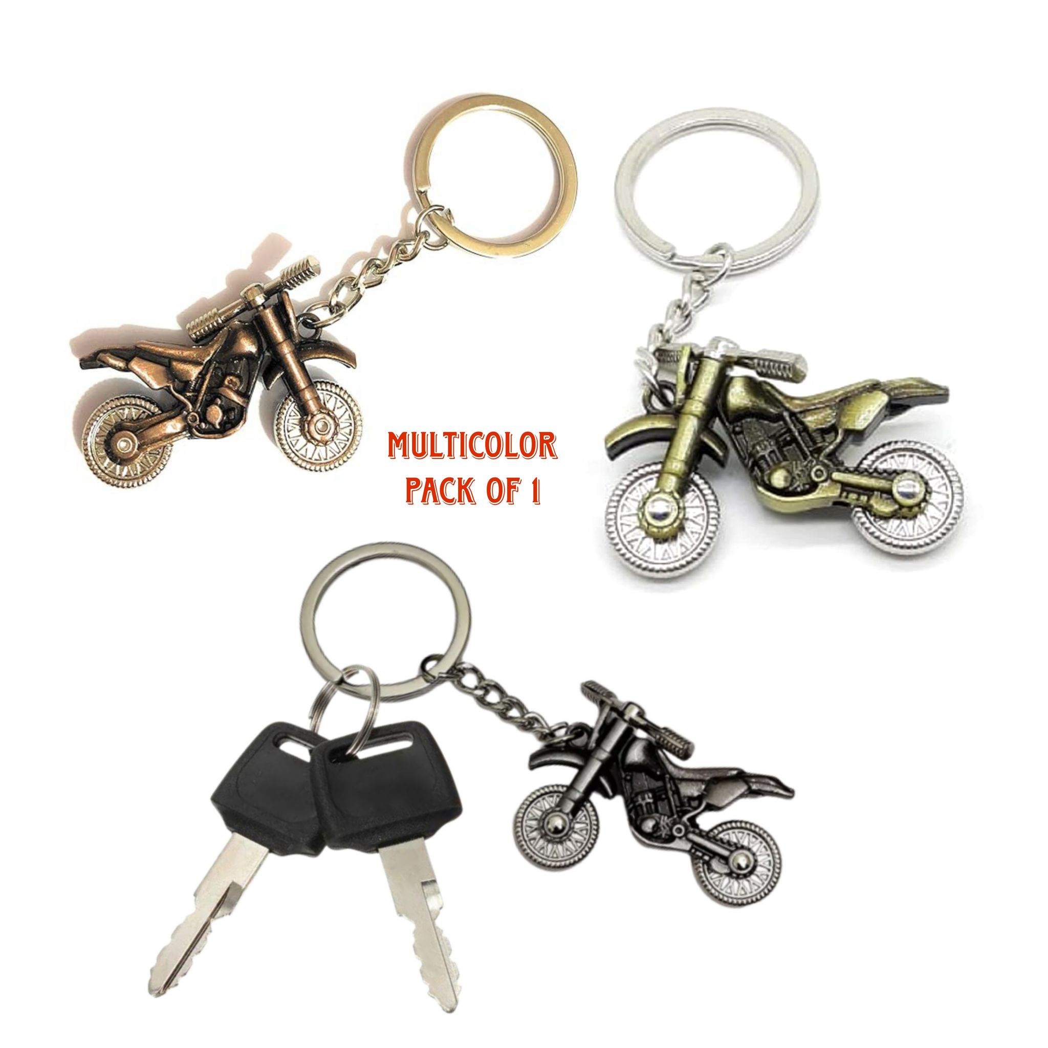 Qawvler Keychain Fancy 3D Bike Steel Multicolor (Pack of 1)