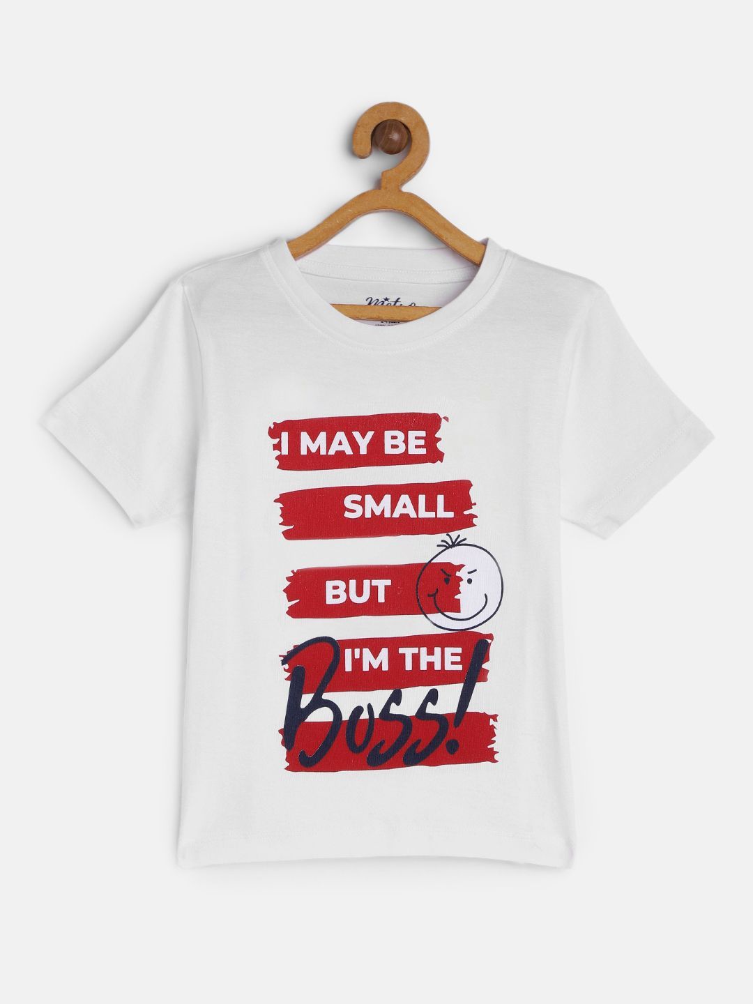 Boys White Printed Crew Neck T-shirt-03