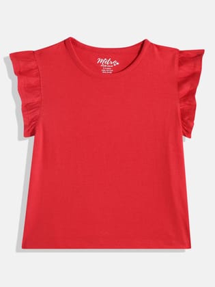 Girls Red Frill Tops