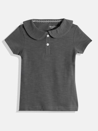 Girls Anthra Melange Polo T-shirt