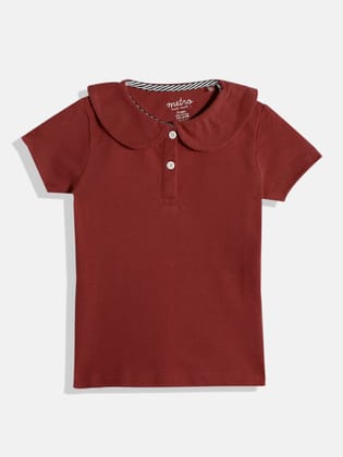 Girls Maroon Polo T-shirt