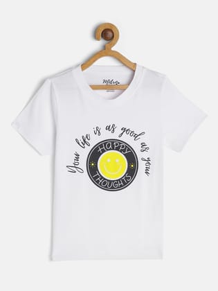 Boys White Printed Crew Neck T-shirt-14